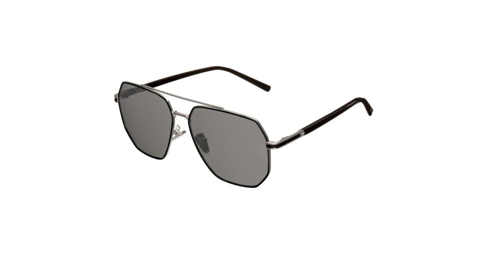 Bertha Brynn Sunglasses - Womens, Silver Frame, Black Polarized Lens, Silver/Black, One Size, BRSBR035BK