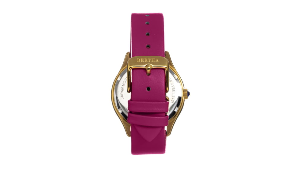 Bertha Georgiana Mother-Of-Pearl Leather-Band Watch, Gold/Magenta - Womens, BTHBS1103