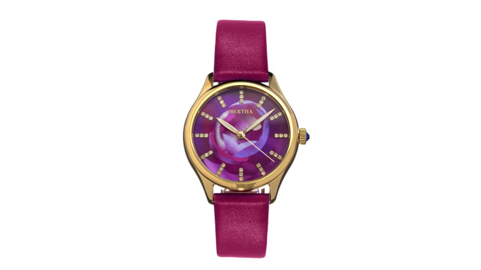 Bertha Georgiana Mother-Of-Pearl Leather-Band Watch, Gold/Magenta - Womens, BTHBS1103