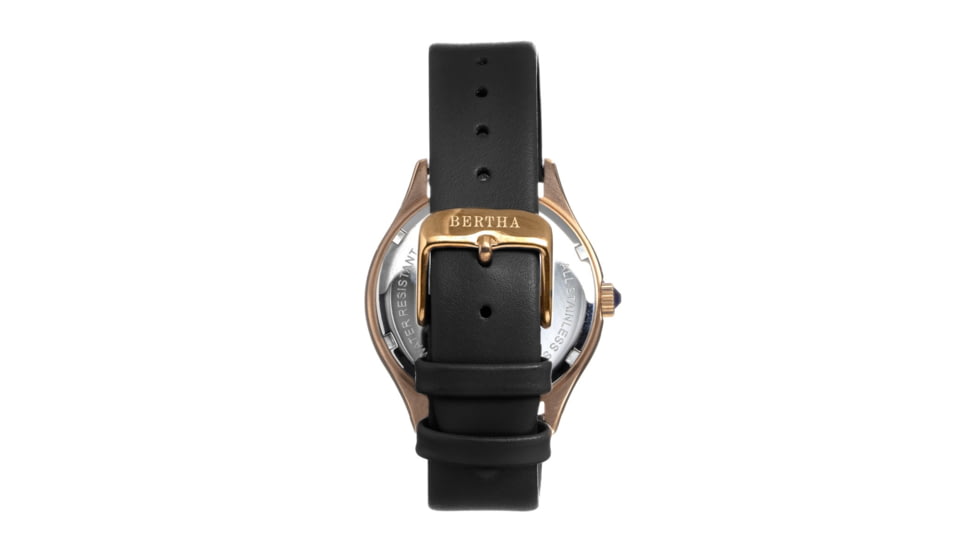 Bertha Georgiana Mother-Of-Pearl Leather-Band Watch, Rose Gold/Black - Womens, BTHBS1105