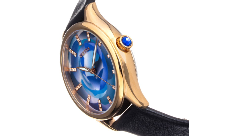 Bertha Georgiana Mother-Of-Pearl Leather-Band Watch, Rose Gold/Black - Womens, BTHBS1105