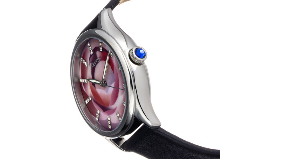 Bertha Georgiana Mother-Of-Pearl Leather-Band Watch, Silver/Black - Womens, BTHBS1101