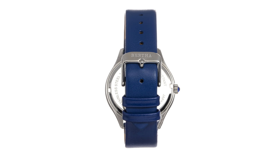 Bertha Georgiana Mother-Of-Pearl Leather-Band Watch, Silver/Blue - Womens, BTHBS1102
