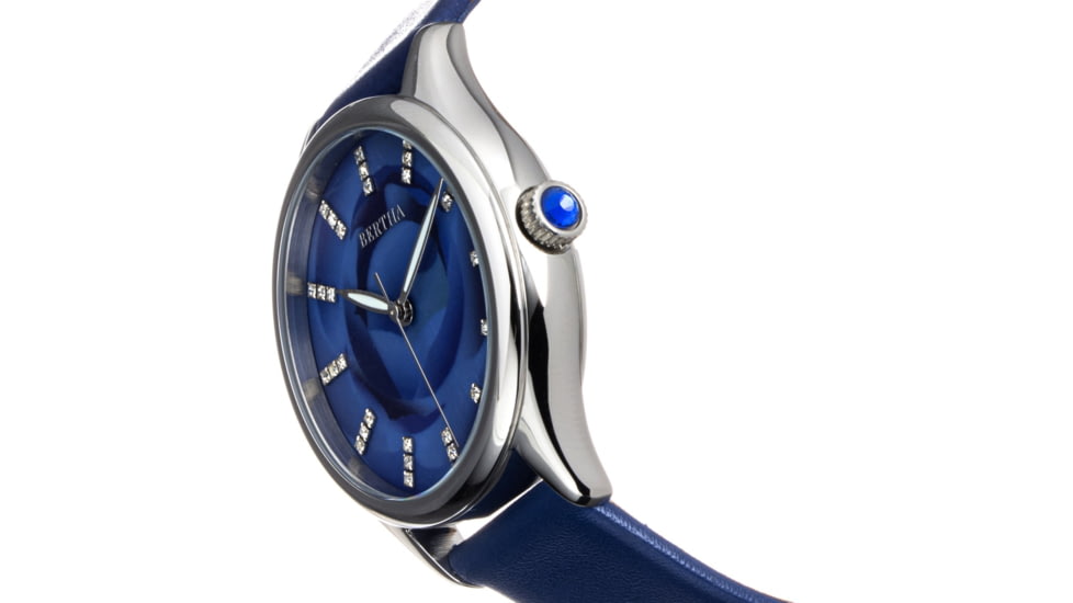 Bertha Georgiana Mother-Of-Pearl Leather-Band Watch, Silver/Blue - Womens, BTHBS1102