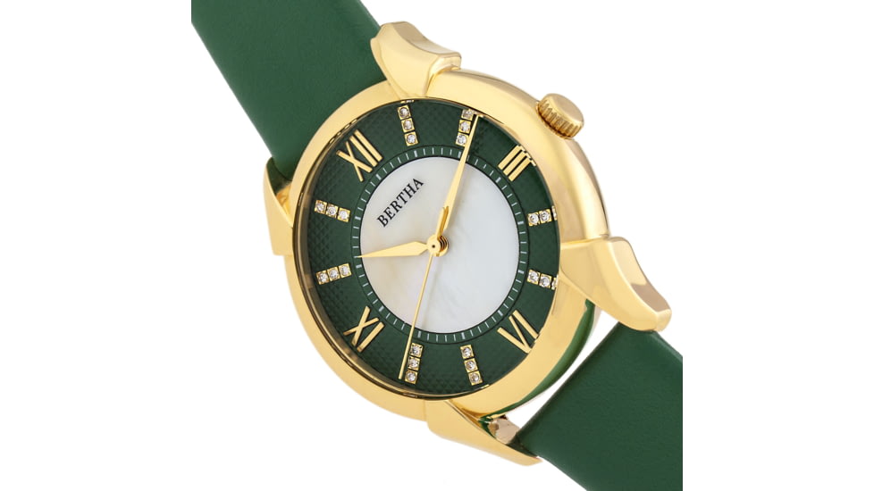 Bertha Ida Mother-of-Pearl Leather-Band Watch, Green - Womens, BTHBS1203