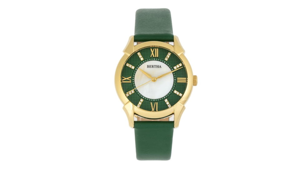 Bertha Ida Mother-of-Pearl Leather-Band Watch, Green - Womens, BTHBS1203