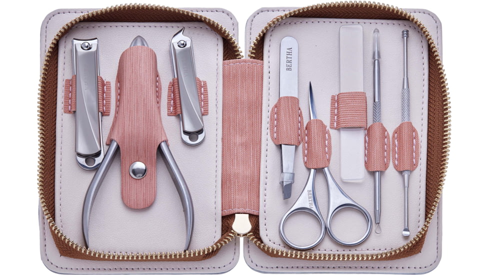Bertha Melina 8 Piece Surgical Steel Groom Kit, Marble/Pink, One Size, BTHGRMKIT