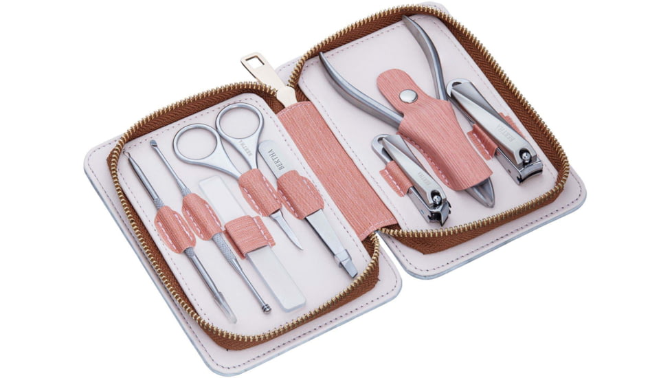 Bertha Melina 8 Piece Surgical Steel Groom Kit, Marble/Pink, One Size, BTHGRMKIT