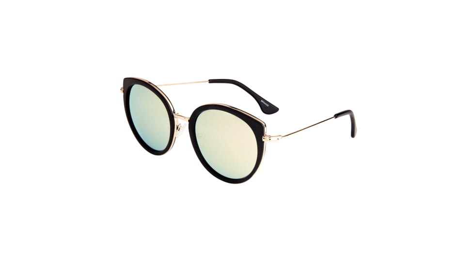 Bertha Reese Sunglasses - Womens, Black Frame, Gold/Green Polarized Lens, Black/Gold-Green, One Size, BRSBR044GD