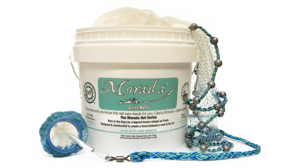 Betts Morada Mono Cast Net, 8 ft, 1/2" Mesh, 1.60 lbs Lead Per Foot, Bucket, 30-8