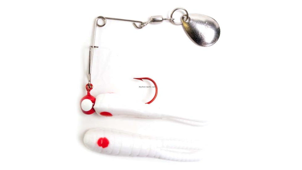 Betts Spin Bleeder Series Biting Frenzy Fishing Jig, White/Red Dot/Red With White Eye, 1in, 1/32oz, 021RST-35RN