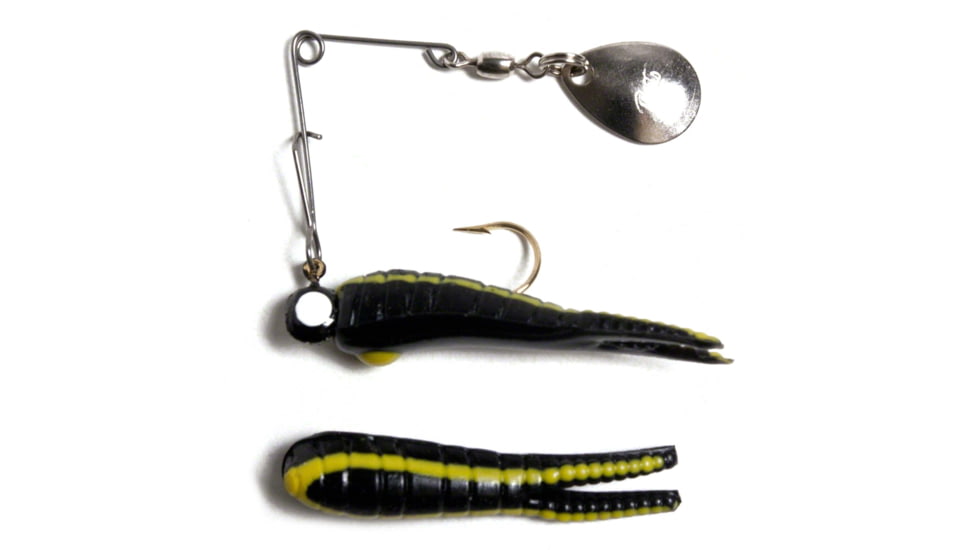 Betts Spin Split Tail Lure, Black/Yellow Stripes, 1/16oz, 1 1/2in, 022ST-24N