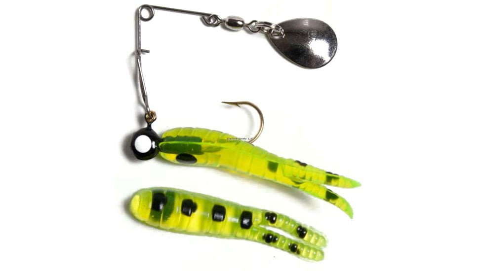 Betts Spin Split Tail Lure, Chartreuse/Black Spots, 1/32oz, 1in, 021ST-40N