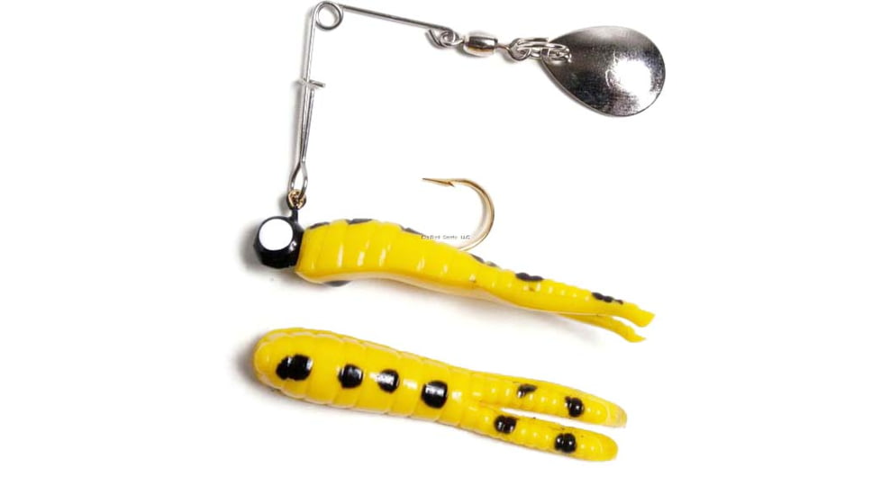 Betts Spin Split Tail Lure, Yellow/Black Spots, 1/16oz, 1 1/2in, 022ST-31N