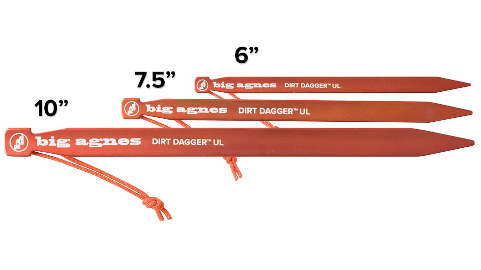 Big Agnes Dirt Dagger UL 6in Tent Stakes, Pack of 6, Orange, ADDPK621