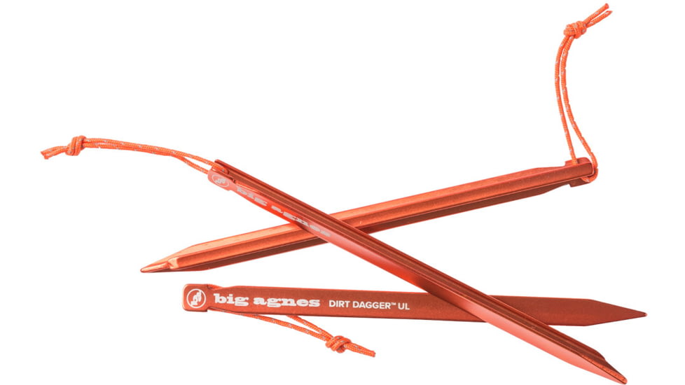 Big Agnes Dirt Dagger UL 6in Tent Stakes, Pack of 6, Orange, ADDPK621