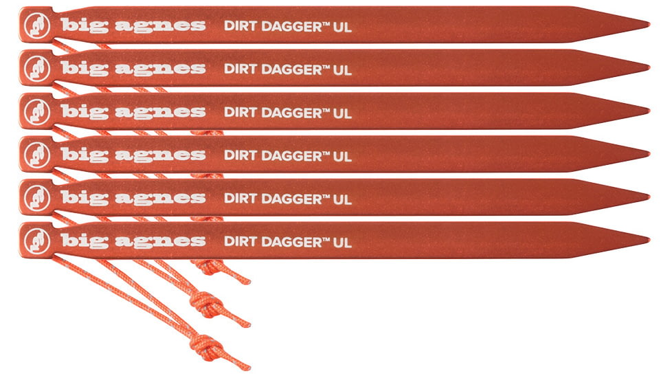 Big Agnes Dirt Dagger UL 6in Tent Stakes, Pack of 6, Orange, ADDPK621