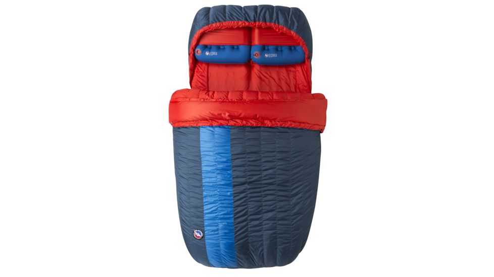 Big Agnes King Solomon 15 Double Sleeping Bag 650 DownTek, Blue/Red, 40in Double Wide, BDWKS19