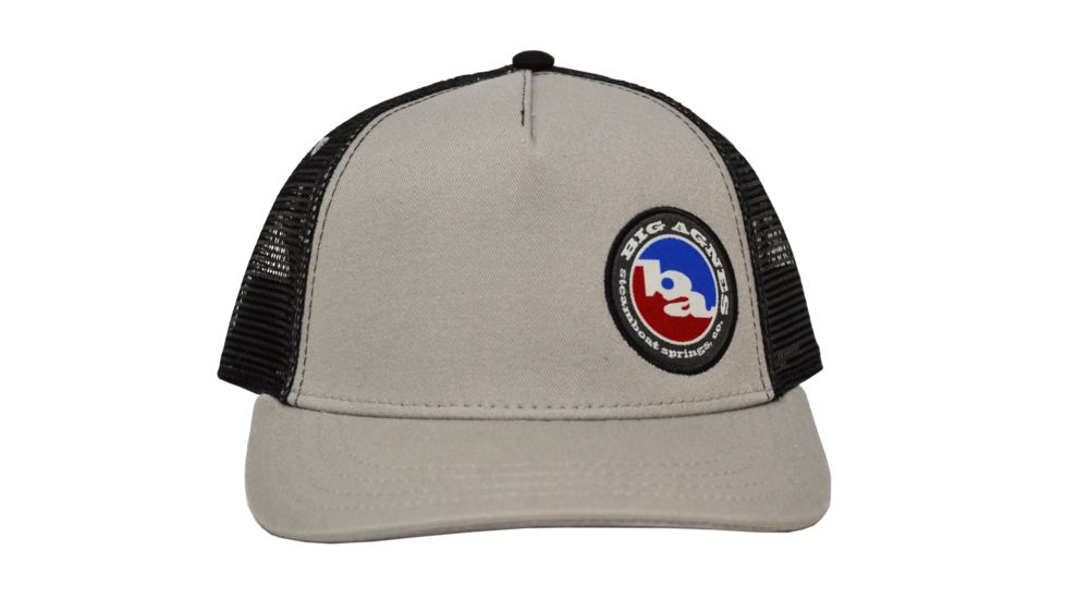 Big Agnes Sideways Logo Trucker Hat, Steel/Black, AHTRUCKSLSB18