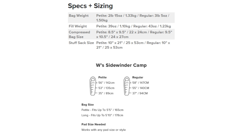 Big Agnes Sidewinder Camp 35 FireLine Sleeping Bag - Womens, Plum/Lavender, Petite, BWSWC35P21