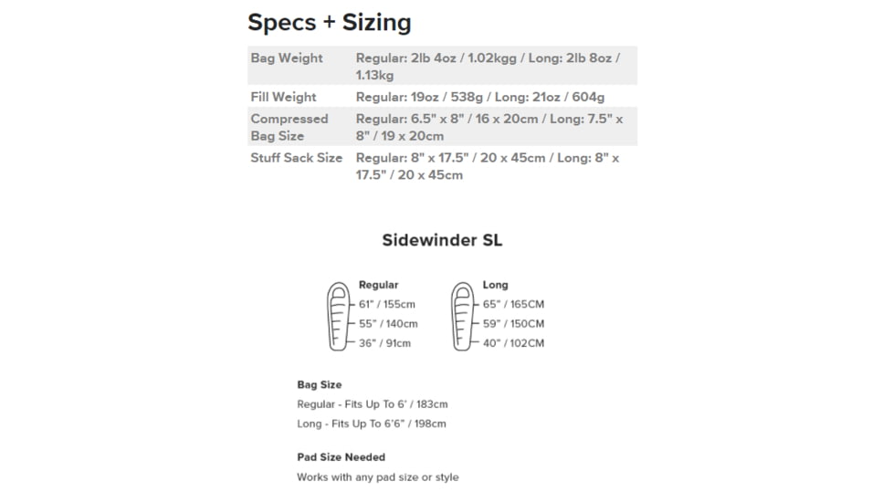 Big Agnes Sidewinder SL 20 650 Down Sleeping Bag, Legion Blue/Tapestry, Regular, BSWSL20R21