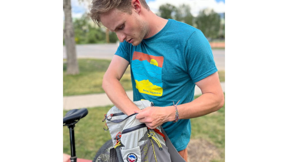 Big Agnes Take a Peak T-Shirt - Mens, Cyan Black Heather, Medium, ATMPEAK-CBH-MD