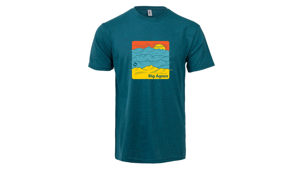 Big Agnes Take a Peak T-Shirt - Mens, Cyan Black Heather, Medium, ATMPEAK-CBH-MD