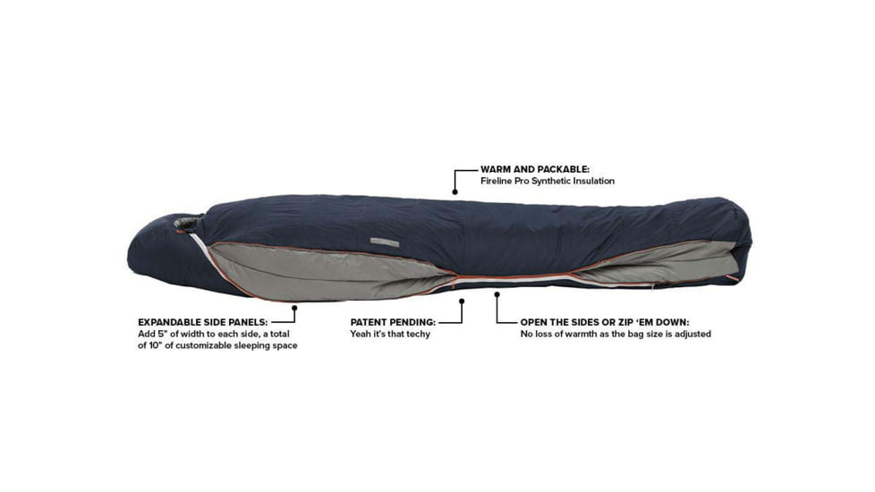 Big Agnes Torchlight Camp 20 Degrees Fireline Pro Sleeping Bag, Regular, Left, Indigo/Gray, BTMTLC20RL21