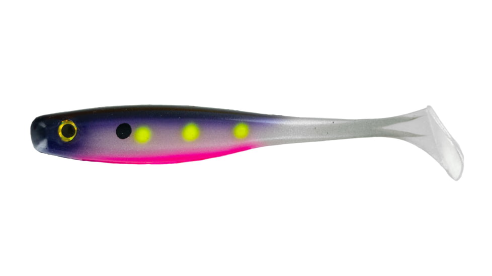 Big Bite Baits 3.5in Suicide Shad, Purple Spotlight, 35SWTM-34