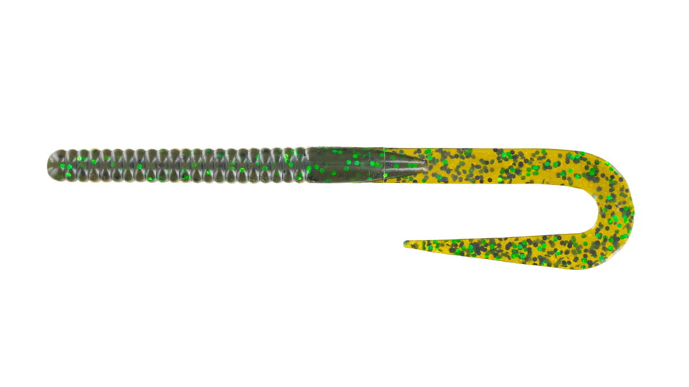 Big Bite Baits Baby B2 Worm Swimbait, 12 pack, 7in, Green Pumpkin Green Flake, BBB-7B2-08