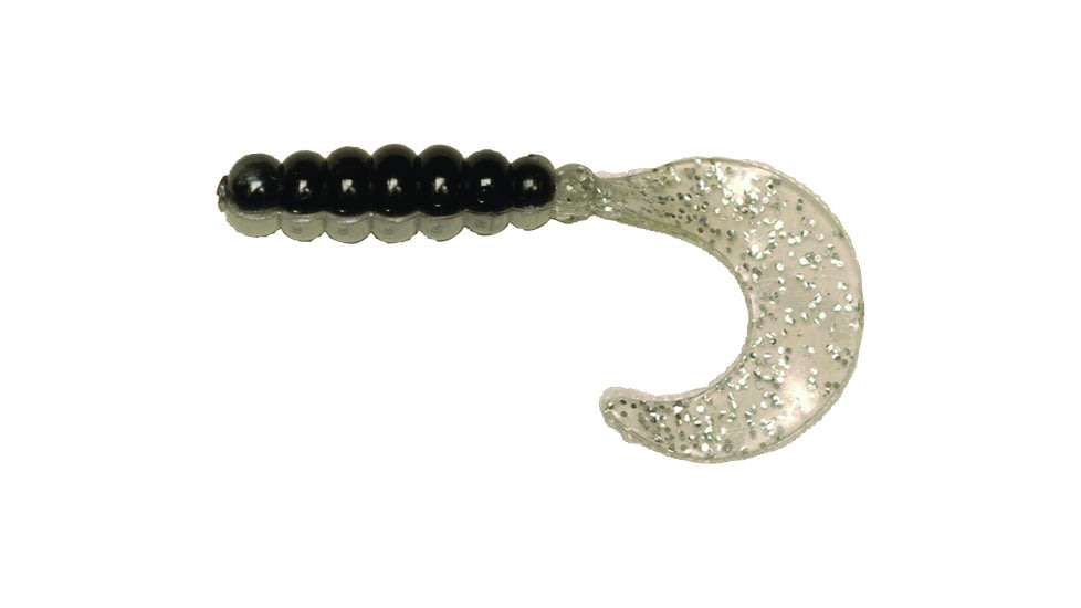 Big Bite Baits Fat Grub Curl Tail Grub, 6, 2in, Black &amp; Silver, FG2-12