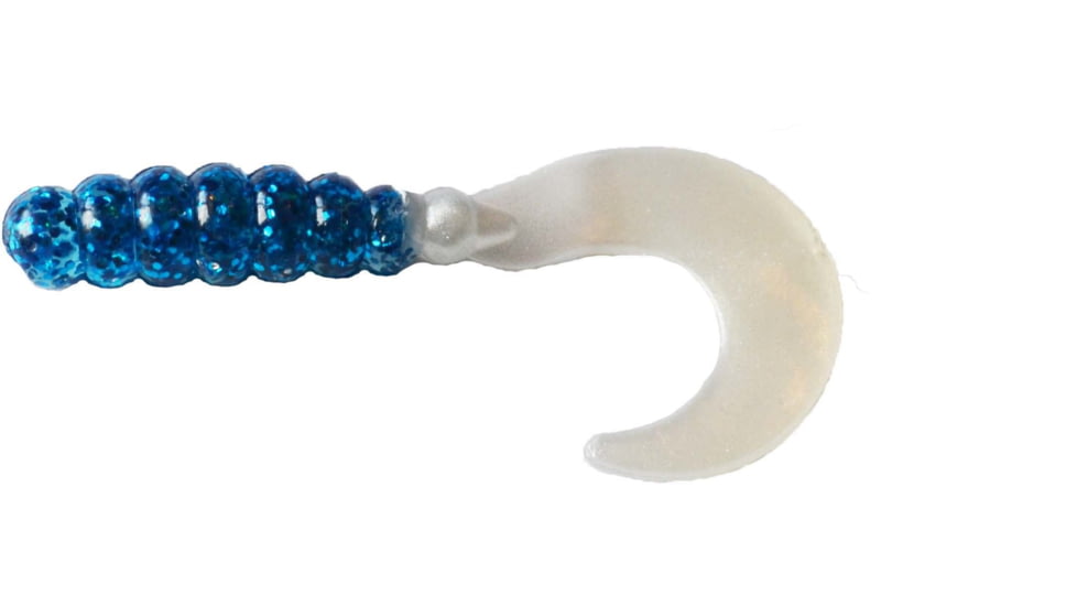 Big Bite Baits Fat Grub Curl Tail Grub, 8, 2in, Blue Glitter Pearl, FG2-48