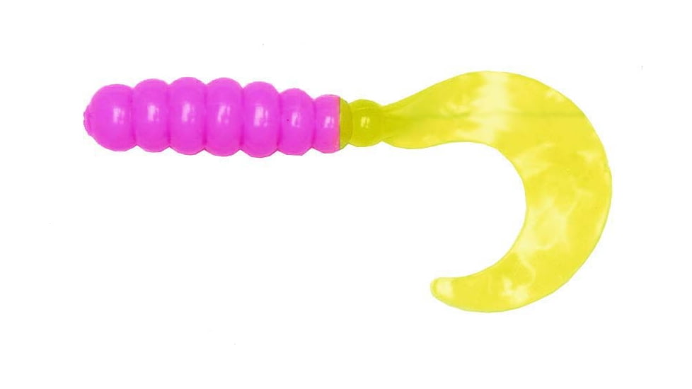 Big Bite Baits Fat Grub Curl Tail Grub, 10, 2in, Bubblegum Chartreuse, FG2-20