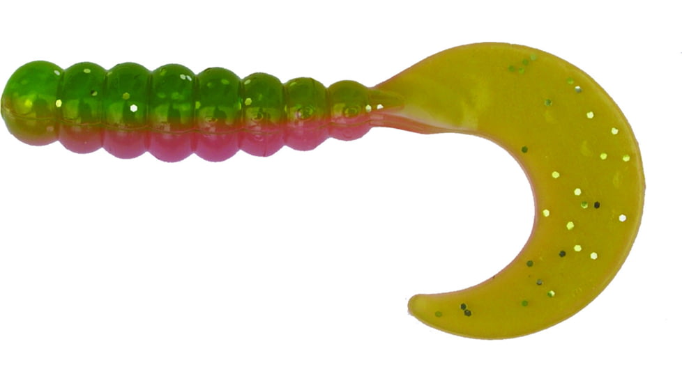 Big Bite Baits Fat Grub Curl Tail Grub, 10, 2in, Electric Chicken, FG2-41