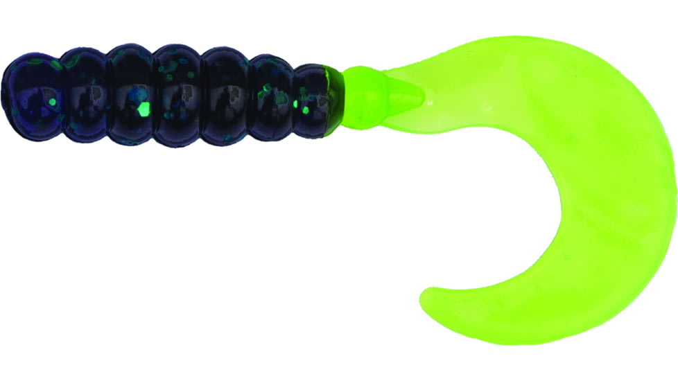 Big Bite Baits Fat Grub Curl Tail Grub, 10, 2in, Junebug Chartreuse, FG2-37