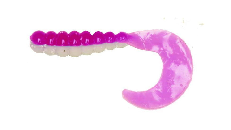Big Bite Baits Fat Grub Curl Tail Grub, 10, 2in, Pink/White, FG2-18