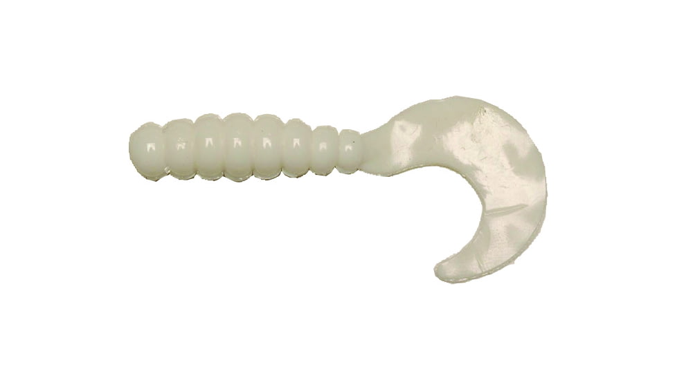 Big Bite Baits Fat Grub Curl Tail Grub, 10, 2in, White, FG2-01