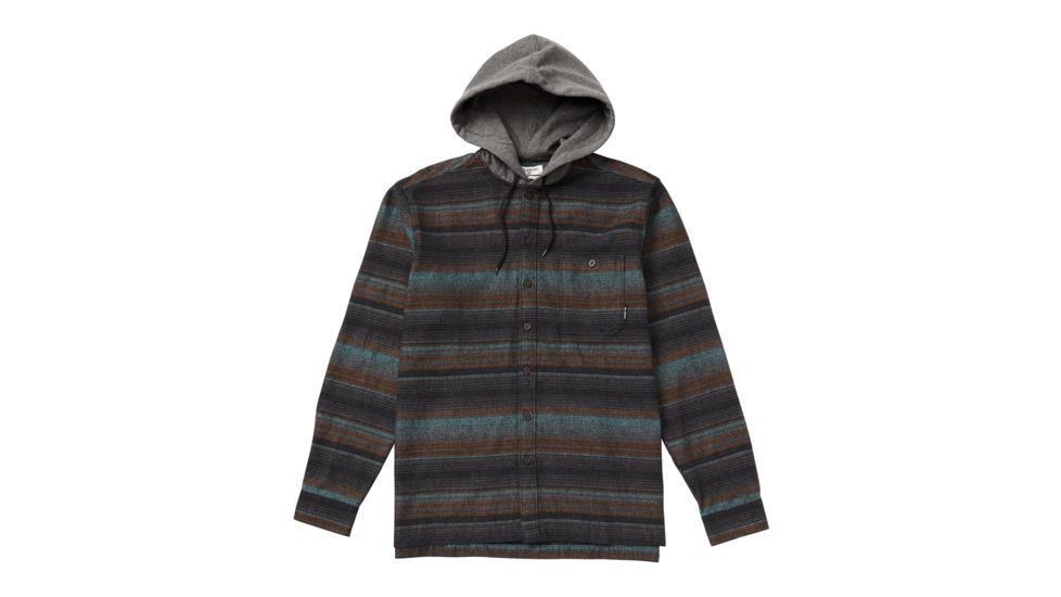 Billabong Baja Hooded Flannel Shirt - Mens, Black, Medium, M526SBBF-BLK-M