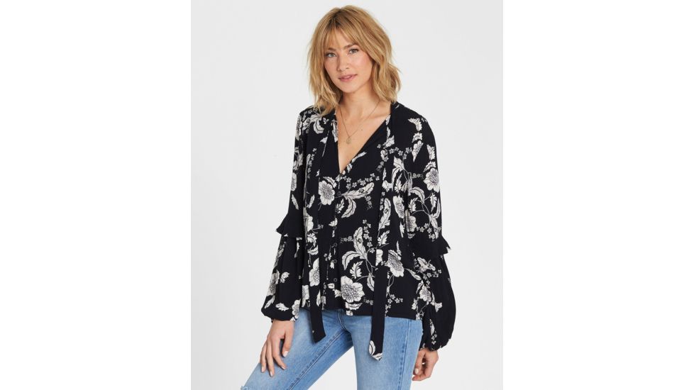 Billabong Birds Eye Floral Print Long Sleeve Top - Womens, Black, Medium, J523SBBI-BLK-M