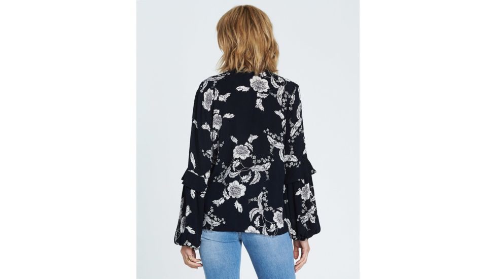 Billabong Birds Eye Floral Print Long Sleeve Top - Womens, Black, Medium, J523SBBI-BLK-M