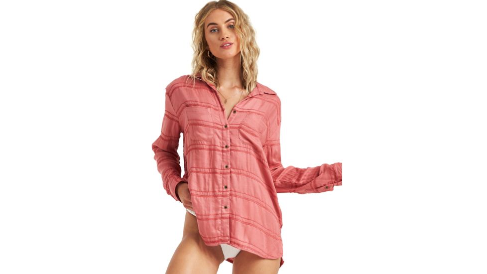 Billabong Easy Movin Shirt - Womens, Stone Rose, Large, J516VBEA-SNE-L