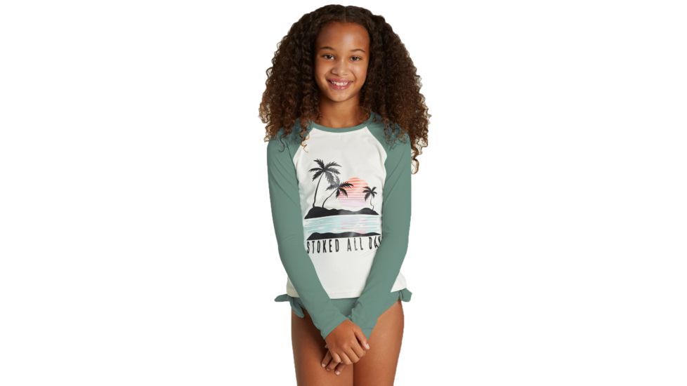 Billabong Girls Sol Searcher Long Sleeve Rashguard, Seashell, Large, YR01VBSO-SSL-L