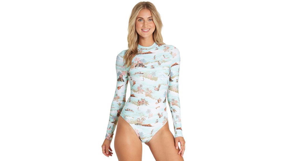 Billabong Mas Hulas Bodysuit Rashguard - Womens, Seaspray, Large, XR12UBMA-SPY-L