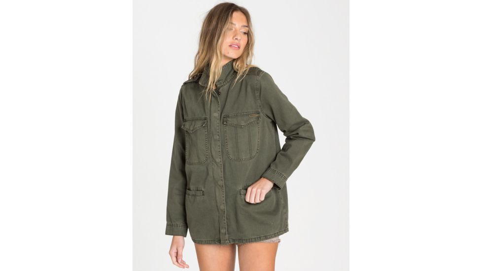Billabong Right Left Right, Zipped Army Jacket - Womens, Olive, Large, J702QBRI-OLV-L
