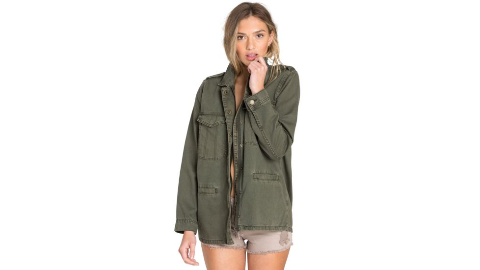 Billabong Right Left Right, Zipped Army Jacket - Womens, Olive, Large, J702QBRI-OLV-L