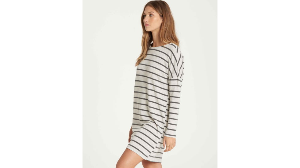 Billabong Simply Put Long Sleeve T-Shirt Dress - Womens, Ice Athletic Grey, Small, JD22QBSI-IAG-S