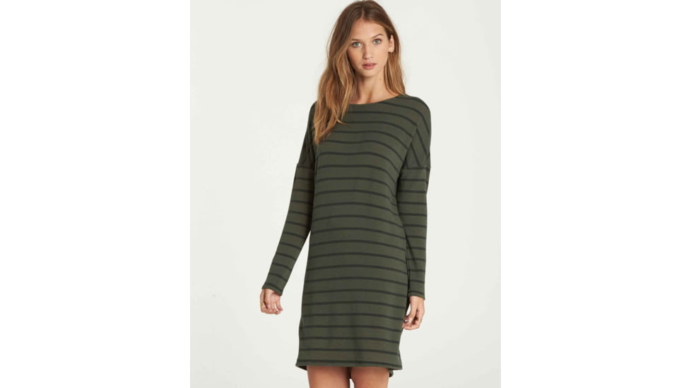 Billabong Simply Put Long Sleeve T-Shirt Dress - Womens, Olive, Small, JD22QBSI-OLV-S