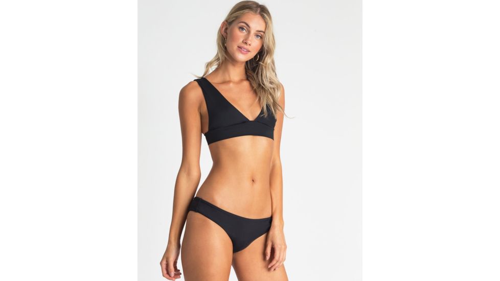 Billabong Sol Searcher Plunge Bikini Top - Swim Top - Womens, Black Pebble, Small, XT53UBSO-BPB-S