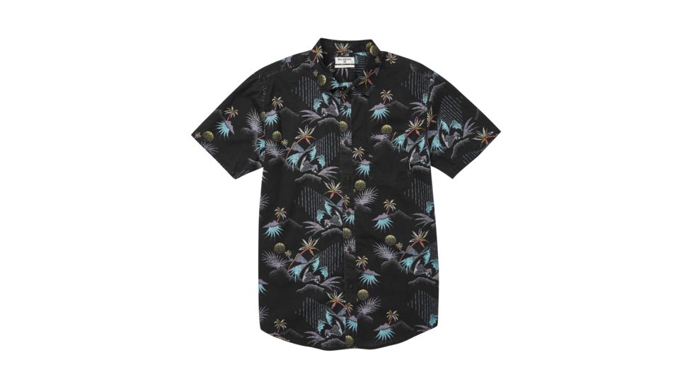 Billabong Sundays Mini SS - Button Up - Mens, Black/Aqua, Small, M503TBSM-BAQ-S