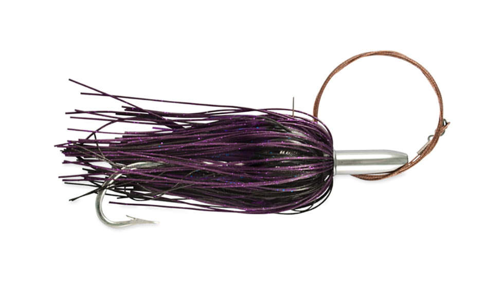Billy Baits Mini Turbo Slammer Trolling Lure, Rigged &amp; Ready, 135LB AFW Cable, 3 ft, 7/0 Hook, Black/Purple/Purple Fire Tail, BB-MTSBC37